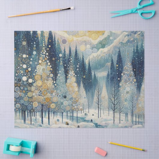 Fun Colorful Abstract Winter Wonderland Art 薄葉紙 (クラフト)