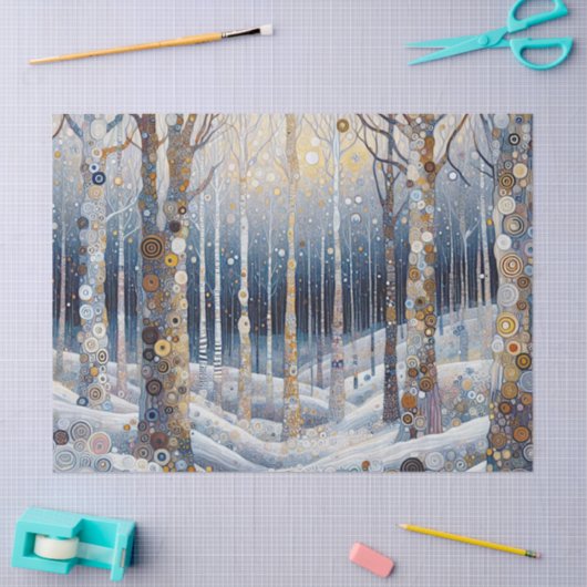 Fun Colorful Abstract Winter Wonderland Art 薄葉紙 (クラフト)