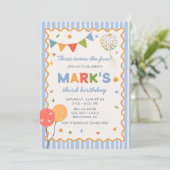 Fun Colorful Boy 3rd Birthday Invitation 招待状 (スタンド正面)