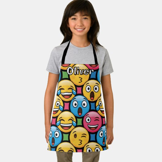 Fun Colorful Emoji Faces エプロン (インサイチュ)