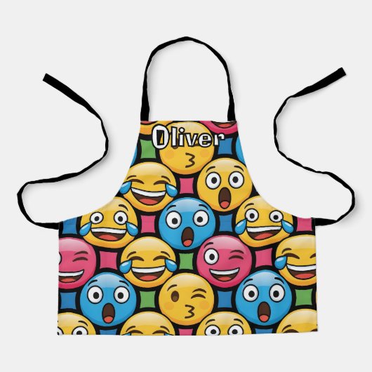 Fun Colorful Emoji Faces エプロン (正面)