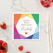 Fun Colorful Festival Themed Happy 30th Birthday スタンダードカクテルナプキン (インサイチュ)