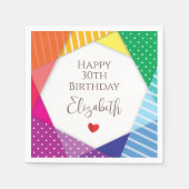 Fun Colorful Festival Themed Happy 30th Birthday スタンダードカクテルナプキン (正面)