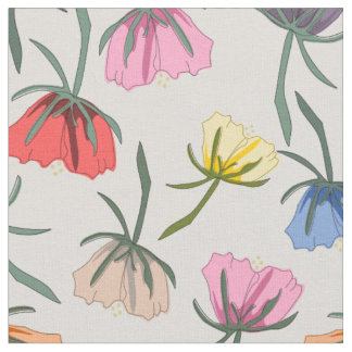 Fun Colorful Floral Design on Cotton ファブリック