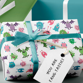 Fun Colorful Monster Mash Pattern Halloween Party ラッピングペーパー