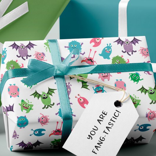 Fun Colorful Monster Mash Pattern Halloween Party ラッピングペーパー