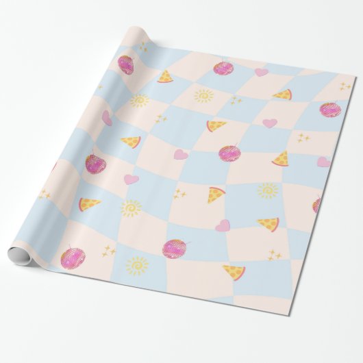 Fun Colorful Pizza Birthday Wrapping Paper ラッピングペーパー (アンロールド)