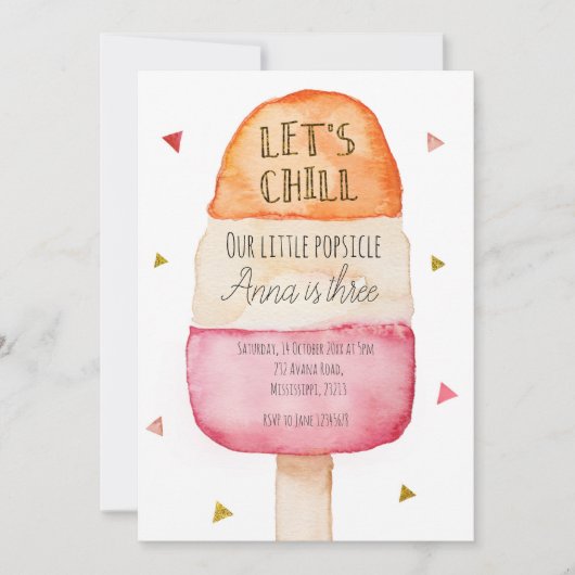 Fun Colorful Popsicle Birthday Invitation 招待状 (正面)