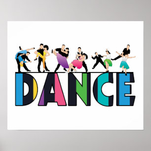 Fun & Colorful Striped Dancers Dance ポスター
