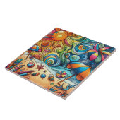 FUN COLORFUL SWIRLS BEACH SCENE タイル (側面)