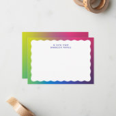 Fun colorful wavy edge simple retro kid's name ノートカード (正面/裏面インサイチュ)
