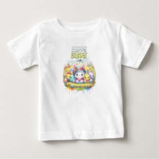 fun coloring Easter bunny print with fun ベビーTシャツ