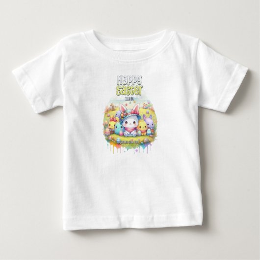 fun coloring Easter bunny print with fun ベビーTシャツ (正面)