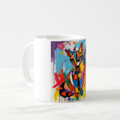 Fun Colourful Cat Abstract Animal Art Mug コーヒーマグカップ (正面左)