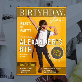 Fun Cool Magazine Cover Newspaper Photo White Typo 招待状