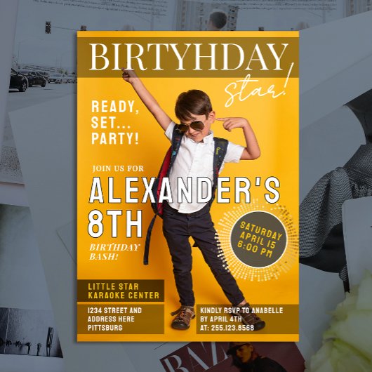 Fun Cool Magazine Cover Newspaper Photo White Typo 招待状