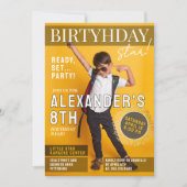 Fun Cool Magazine Cover Newspaper Photo White Typo 招待状 (正面)