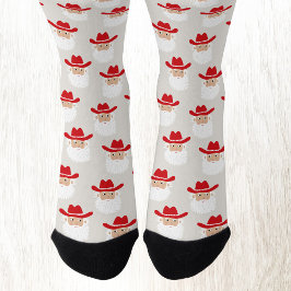 Fun Cowboy Santa Claus Western Christmas ソックス