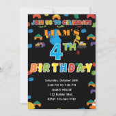 Fun Customizable Construction Birthday Invitation 招待状 (正面)