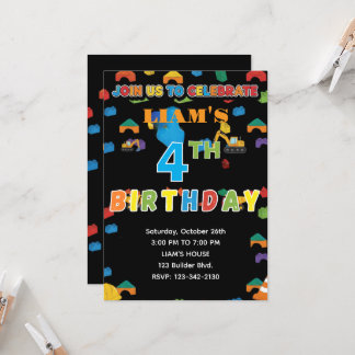 Fun Customizable Construction Birthday Invitation 招待状