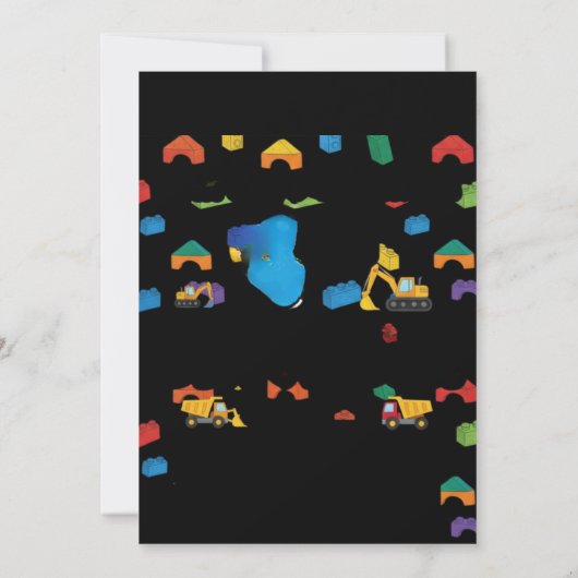 Fun Customizable Construction Birthday Invitation 招待状 (裏面)