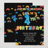 Fun Customizable Construction Birthday Invitation 招待状 (正面/裏面)