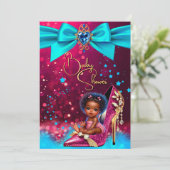 Fun Cute Baby Shower Girl Pink Blue Baby Shoe 招待状 (スタンド正面)