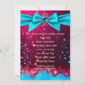 Fun Cute Baby Shower Girl Pink Blue Baby Shoe 招待状 (裏面)