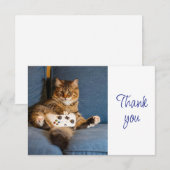 Fun Cute Kitten Cat Gamer Gaming  Thank You サンキューカード (正面/裏面)