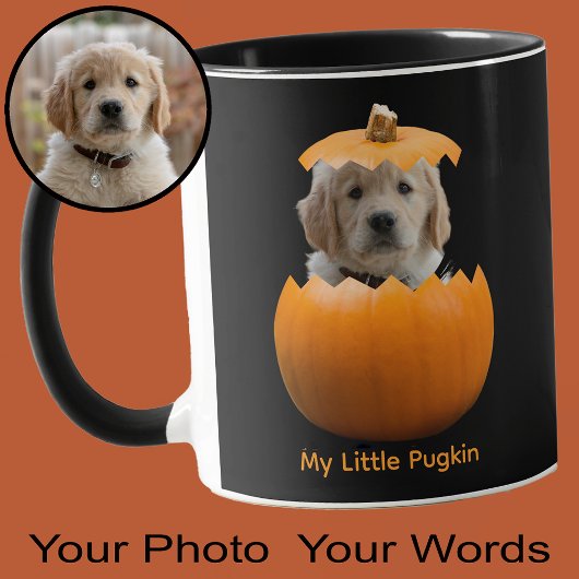 Fun Cute Personalized Halloween Pumpkin Dog Photo マグカップ