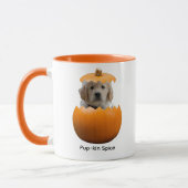 Fun Cute Personalized Halloween Pumpkin Dog Photo マグカップ (左)