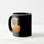 Fun Cute Personalized Halloween Pumpkin Dog Photo マグカップ (正面左)
