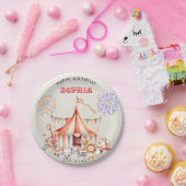 Fun Cute Red Circus Kids Birthday ペーパープレート (パーティー)