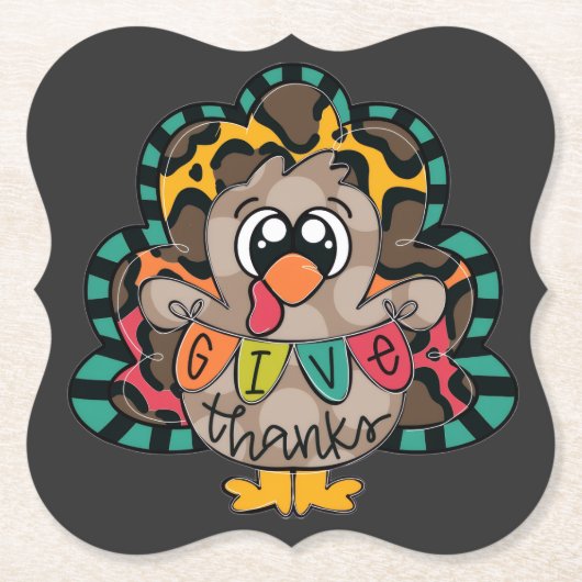 Fun cute turkey shirt ペーパーコースター (正面)