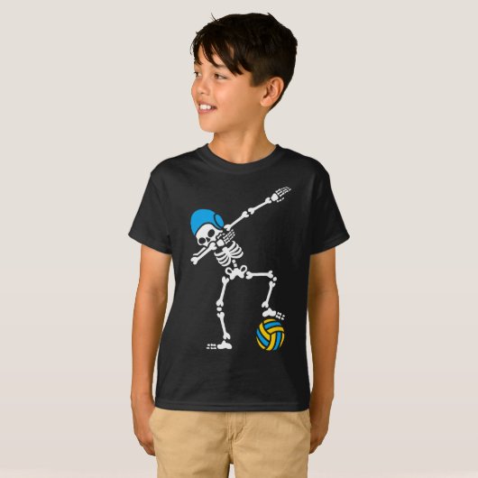 Fun Dab dabbing skeleton Water polo Halloween swim Tシャツ (正面フル)