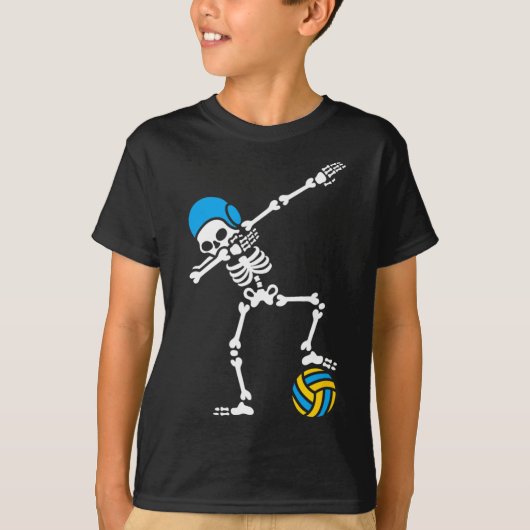 Fun Dab dabbing skeleton Water polo Halloween swim Tシャツ (正面)