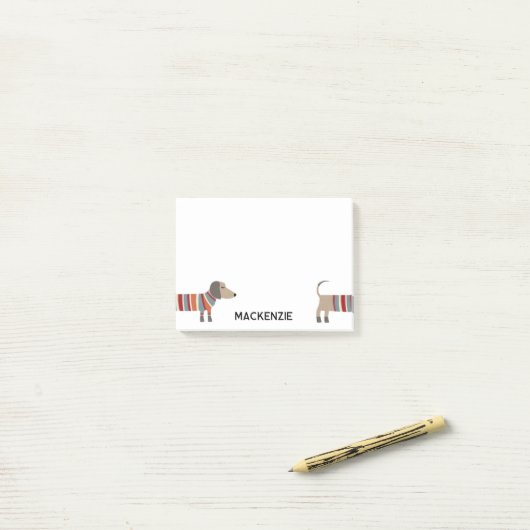 Fun Dachshund Wiener Dog Personalized ポストイット (デスク上)