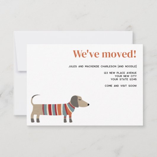 Fun Dachsund Dog Moving Announcement 案内状 (正面)