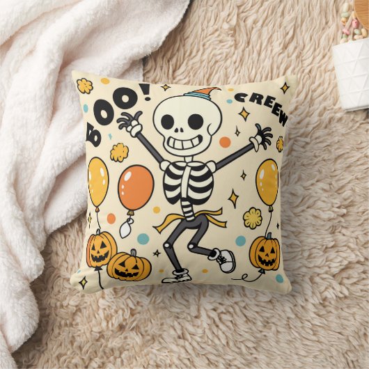 Fun Dancing Skeleton Halloween Vector クッション (ブランケット)