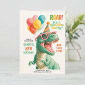 Fun Dino Birthday Party Design 招待状 (スタンド正面)