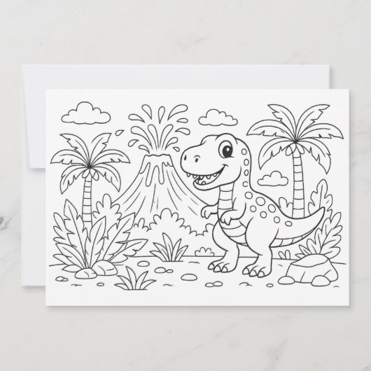 Fun Dino Birthday Party Design 招待状 (裏面)