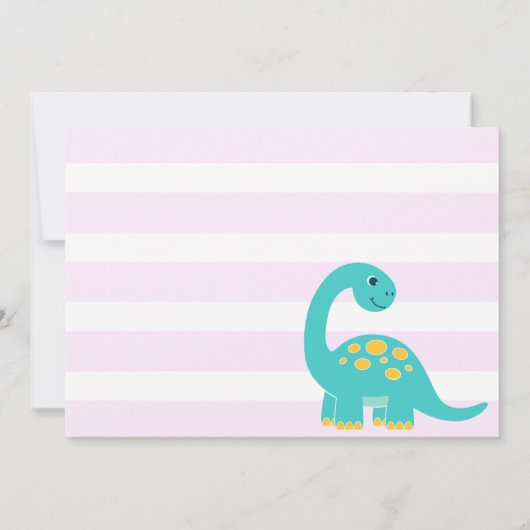 Fun Dinosaur Stomp Chomp and roar Birthday Girl 招待状 (裏面)