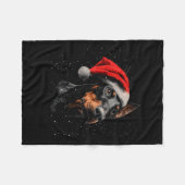Fun Doberman Dog Christmas Lights Santa Hat Long S フリースブランケット (正面(横))