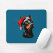 Fun Doberman Dog Christmas Lights Santa Hat Long S マウスパッド (マウス)