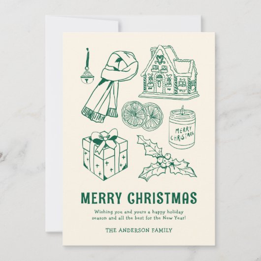 Fun Doodle Non-Photo Christmas シーズンカード (正面)