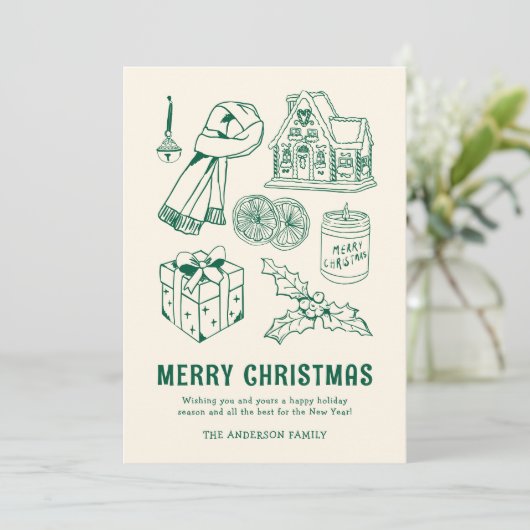 Fun Doodle Non-Photo Christmas シーズンカード (スタンド正面)