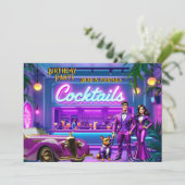 Fun Drive-in Cocktail Bar Birthday Couple Bulldog 招待状 (スタンド正面)