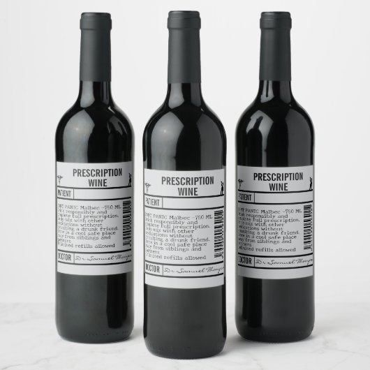 FUN editable grey Wine Labels for WINE ワインラベル (ボトル)