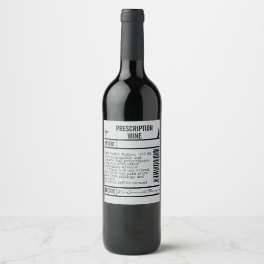 FUN editable grey Wine Labels for WINE ワインラベル (正面)