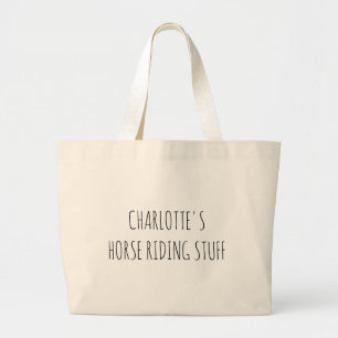 Fun Equestrian Horse Riding Stuff Name ラージトートバッグ
